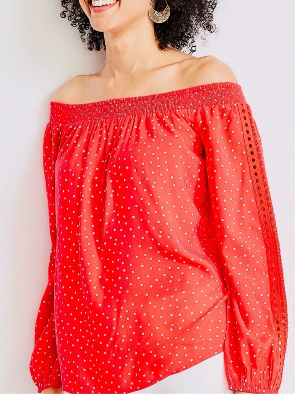 Maurices Off-Shoulder Red Polka Dot Blouse ❣️